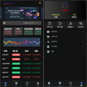 新版UI海外外汇微盘系统/多语言微交易/前端uniapp